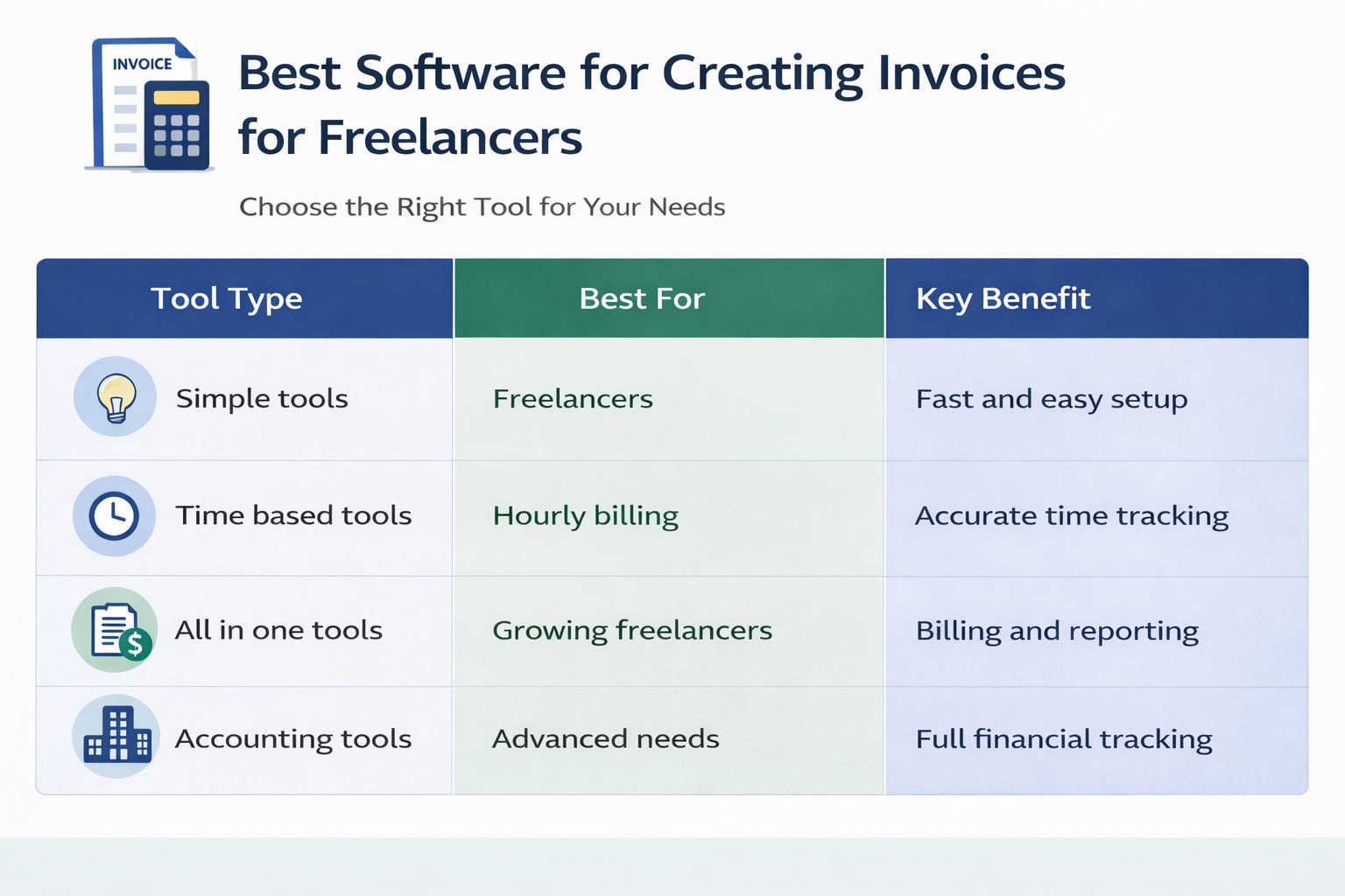 Best Software for Creating Invoices for Freelancers Comparison Table